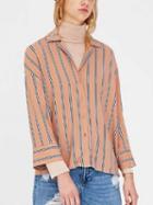 Choies Pink Stripe Lapel Shirt
