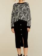 Choies Black Zebra Print Long Sleeve Women Sweater