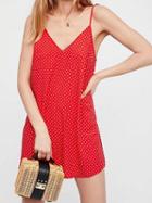Choies Red Cotton V-neck Polka Dot Print Chic Women Cami Mini Dress