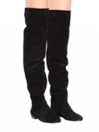 Choies Black Faux Suede Pointed Toe Chic Women Flat Over The Knee Boots