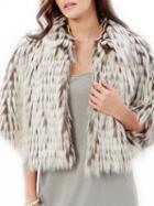 Choies Variegated Poncho Style Faux Fur Coat