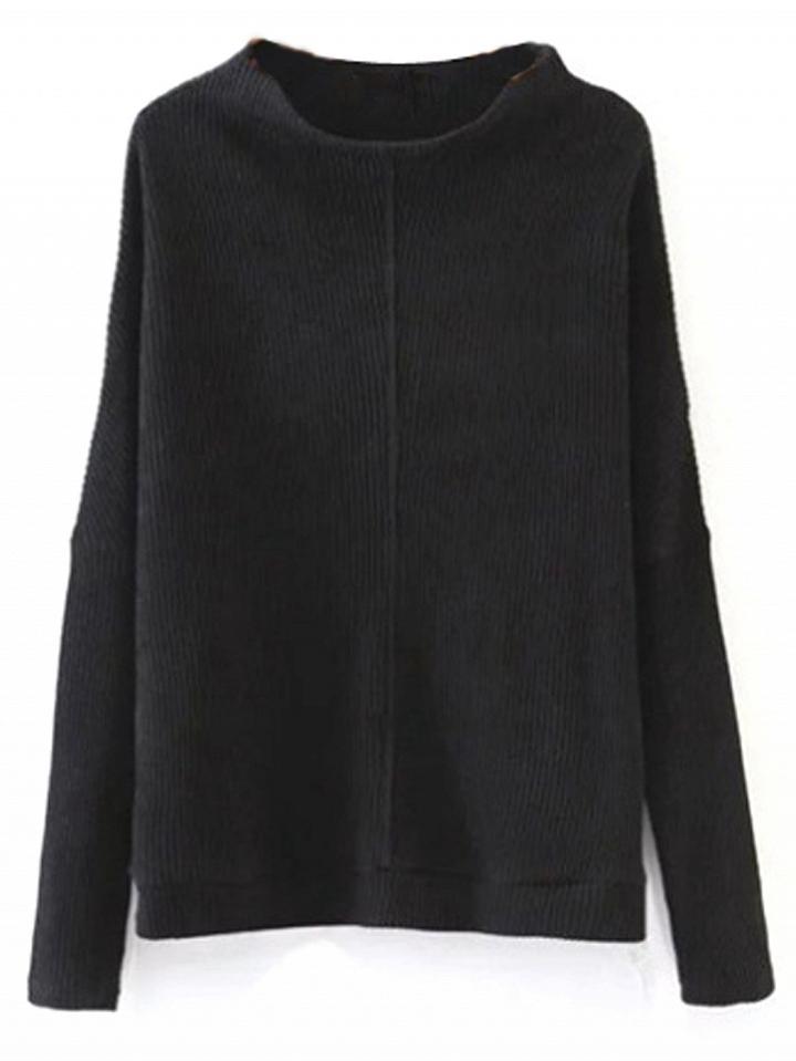 Choies Black Drop Shoulder Long Sleeve Knit Sweater