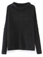 Choies Black Drop Shoulder Long Sleeve Knit Sweater