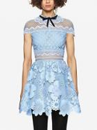 Choies Light Blue 3d Flower Cut Out Lace Mini Dress