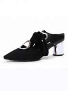 Choies Black Bow Embellished Circle Detail Pointed Toe Shoes