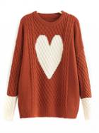 Choies Coffee Heart Pattern Long Sleeve Knit Jumper