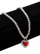 Choies Red Stone Crystal Heart Pendant Chain Necklace