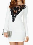 Choies White Lace Long Sleeve Bodycon Dress