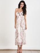 Choies Multicolor Sakura Print Open Straps Back Maxi Dress