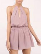 Choies Pink Halter Slit Front And Back Sleeveless Romper Playsuit
