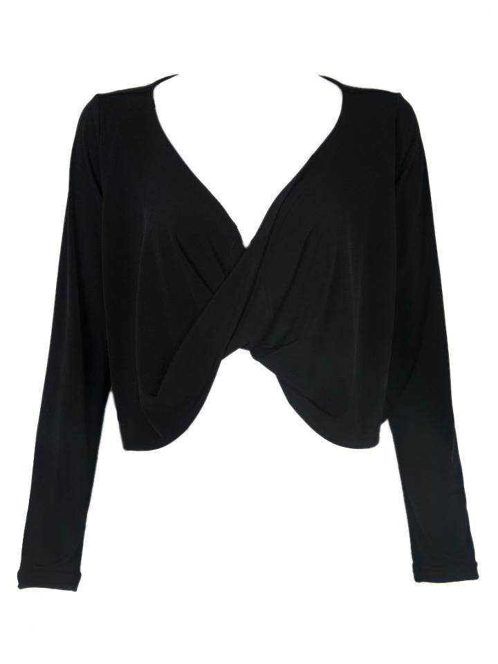 Choies Black Twist Front Long Sleeves Crop Top