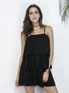 Choies Black Ruffle Layered Cami Mini Dress