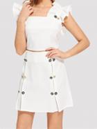 Choies White Ruffle Trim Sleeveless Chic Women Crop Top And Mini Skirt