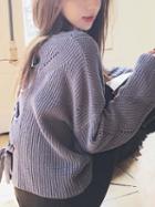 Choies Blue Lace Up Back Long Sleeve Knit Sweater