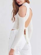 Choies White High Neck Cold Shoulder Tied Cut Out Back Crop Top