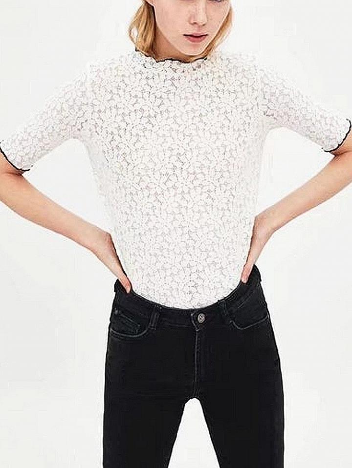 Choies White Cut Out Detail Lace Blouse