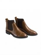 Choies Borwn Stud Detail Elasticated Insert Chelsea  Ankle Boots