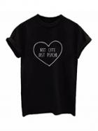 Choies Black Heart Print Roll Sleeve T-shirt