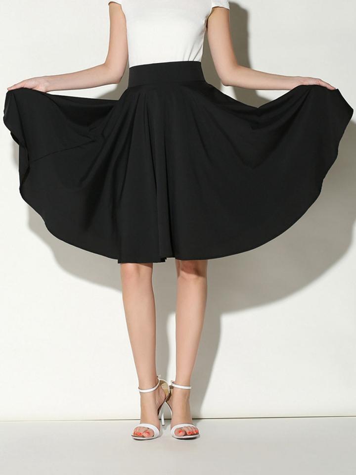 Choies Black High Waist Midi Skater Skirt