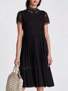 Choies Black Lace Panel Zip Back Dress