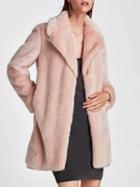 Choies Pink Lapel Faux Fur Coat