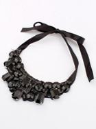 Choies Black Crystal Rhinestone Collar Necklace With Silk Tie