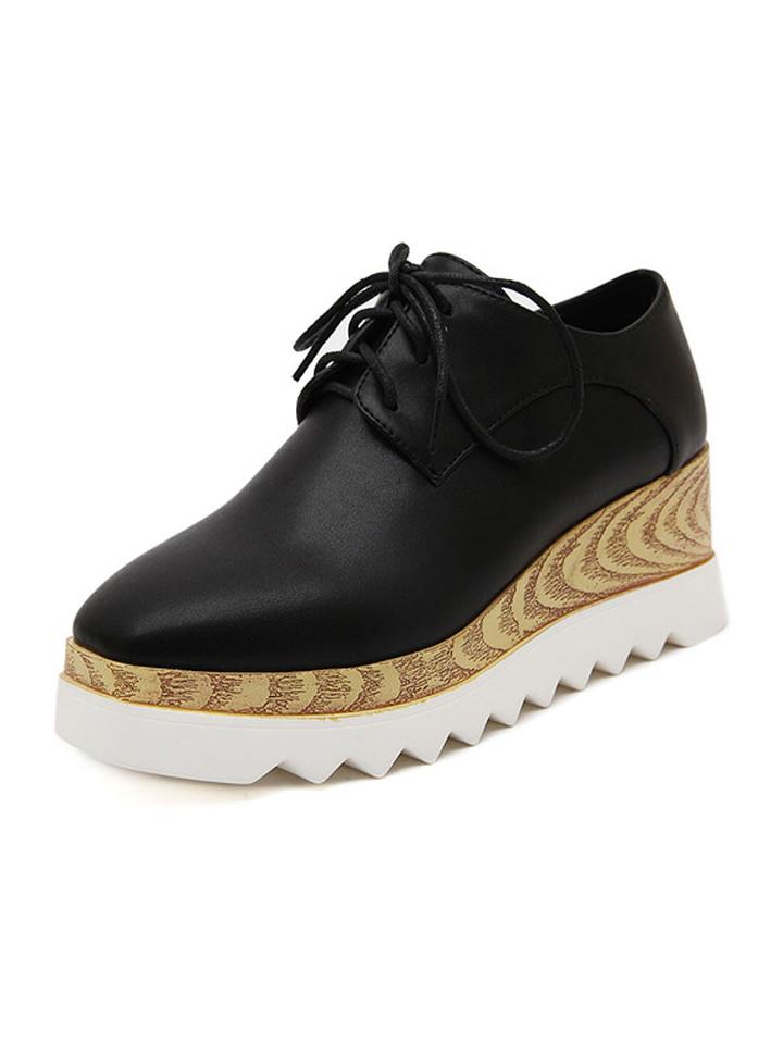Choies Black Platform Shoes With Squard Toe