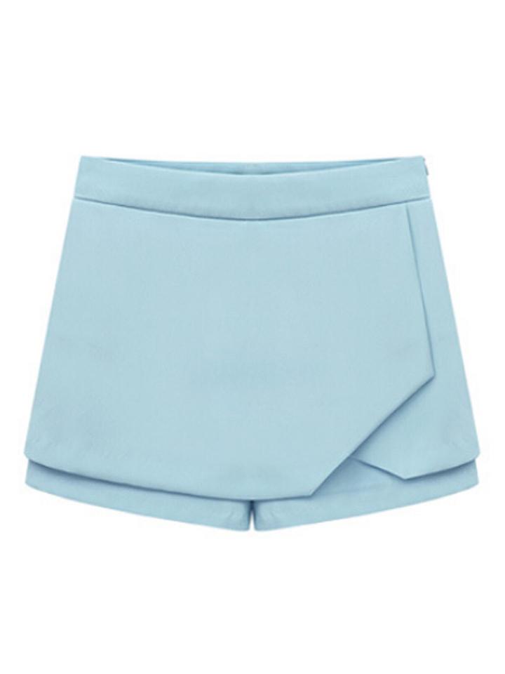 Choies Sky Blue Asymmetric Wrap Skorts