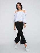 Choies White Off Shoulder Wrap Back Frill Top  And Black Flared Pants