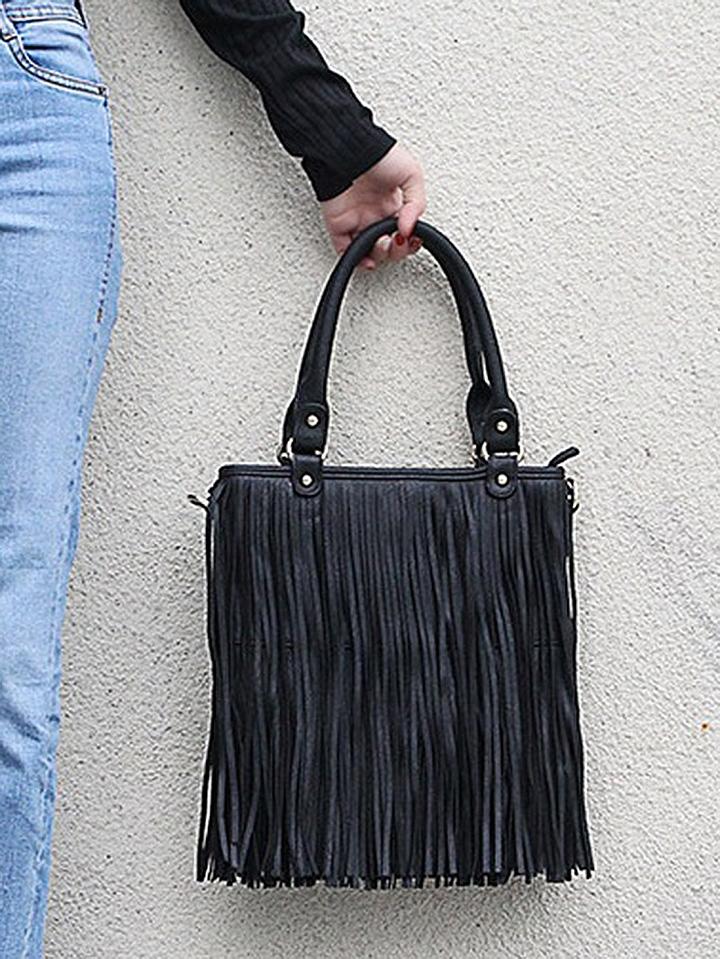 Choies Black Tassel Trim Clutch Bag