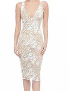 Choies White V-neck Sleeveless Chic Women Lace Bodycon Mini Dress