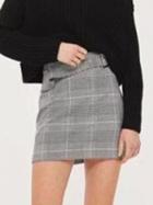 Choies Gray Plaid Buckle Strap Mini Skirt