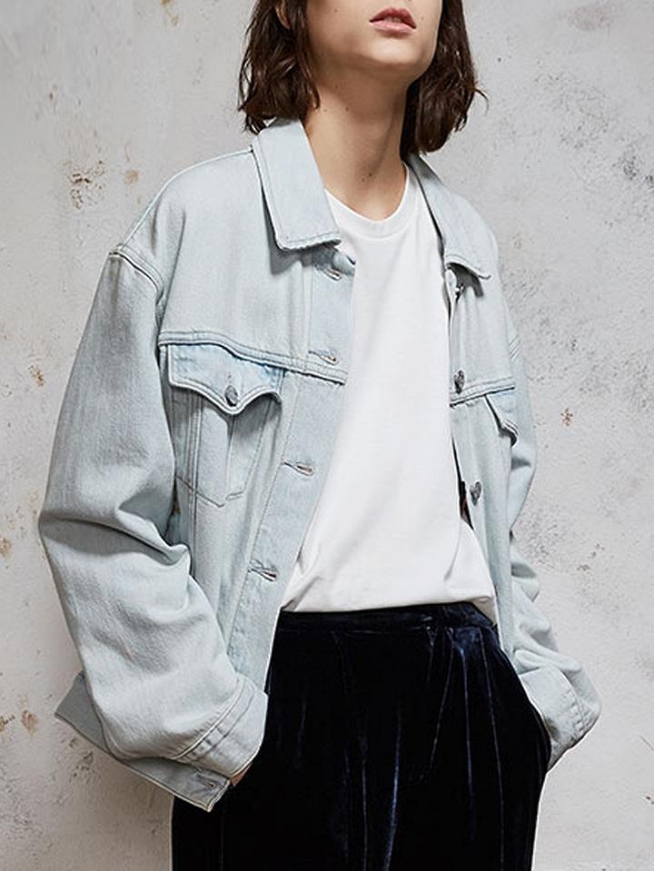Choies Light Blue Embroidery Back Detail Denim Jacket