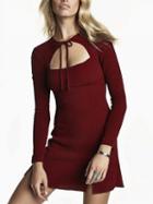 Choies Red Tie Front Cut Out Detail Long Sleeve Mini Dress