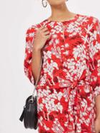 Choies Red Print Detail Knot Front Midi Dress