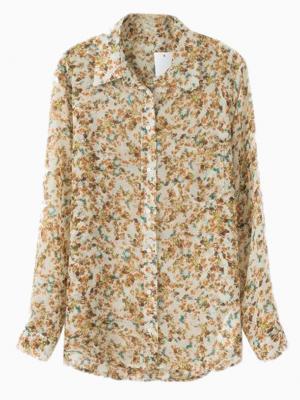 Choies Brown Floral Bright Shirt