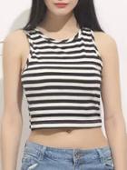 Choies Monochrome Stripe Sleeveless Crop Top