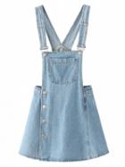 Choies Light Blue Side Button Overall Mini Dress