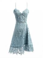 Choies Blue Sweetheart Cutwork Lace Cami Mini Dress