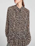 Choies Brown Leopard Print Bow Tie Front Ruffle Hem Blouse