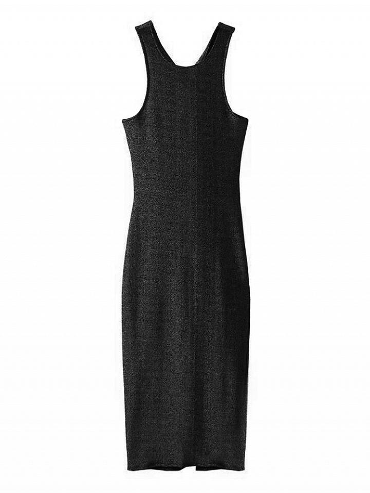 Choies Black Twist Back Split Bodycon Midi Dress