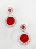 Choies Red Double Disc Stone Stud Earrings
