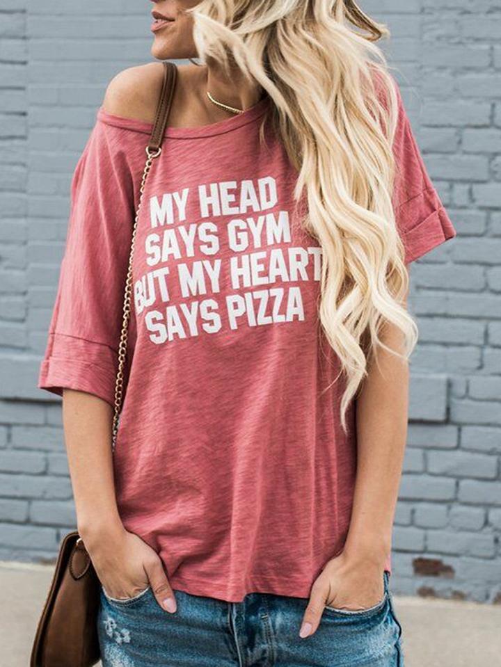 Choies Burgundy Cotton Letter Print Chic Women T-shirt
