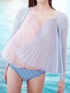 Choies Color Block V-neck  Wrap Front Pleated Cami Top