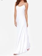 Choies White V-neck Spaghetti Strap Cut Out Maxi Dress