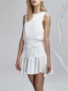 Choies White Backless Ruffle Bottom Tie Back Mini Dress