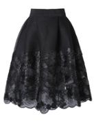 Choies Black Embroidery Floral Zip Up Skirt