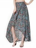 Choies Polychrome Floral High Waist Boho Wrap Maxi Skirt