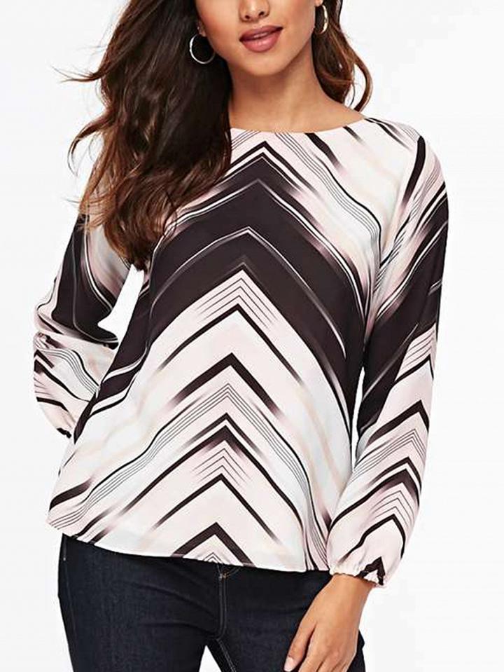 Choies Pink Contrast Long Sleeve Blouse