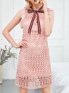 Choies Pink Cut Out Detail Sleeveless Chic Women Lace Mini Dress